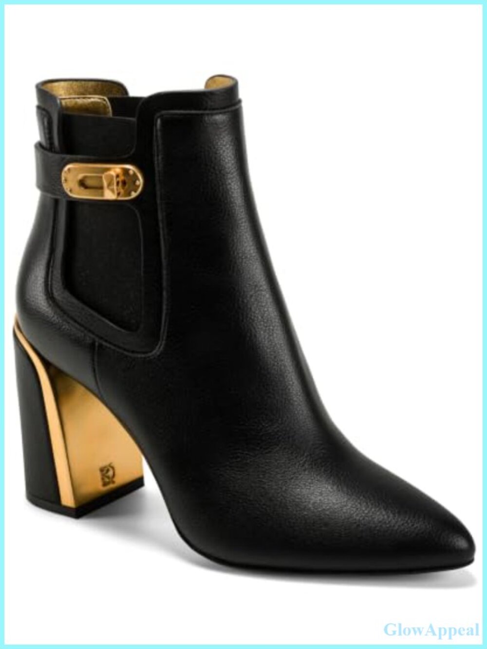 Womens Raine Heeled Chelsea Bootie Rubber Upper Leather Sole 3.5 Block Heel